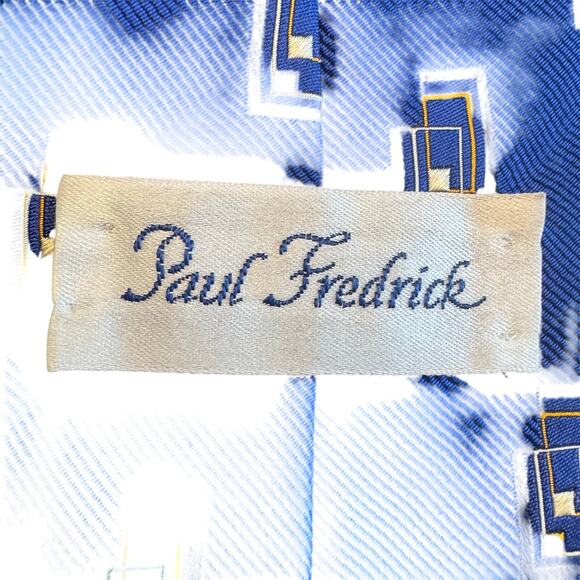 PAUL FREDRICK Repp Tie 100% Italian Silk Hand Tailored in USA 4" Foulard Necktie - Picture 5 of 6